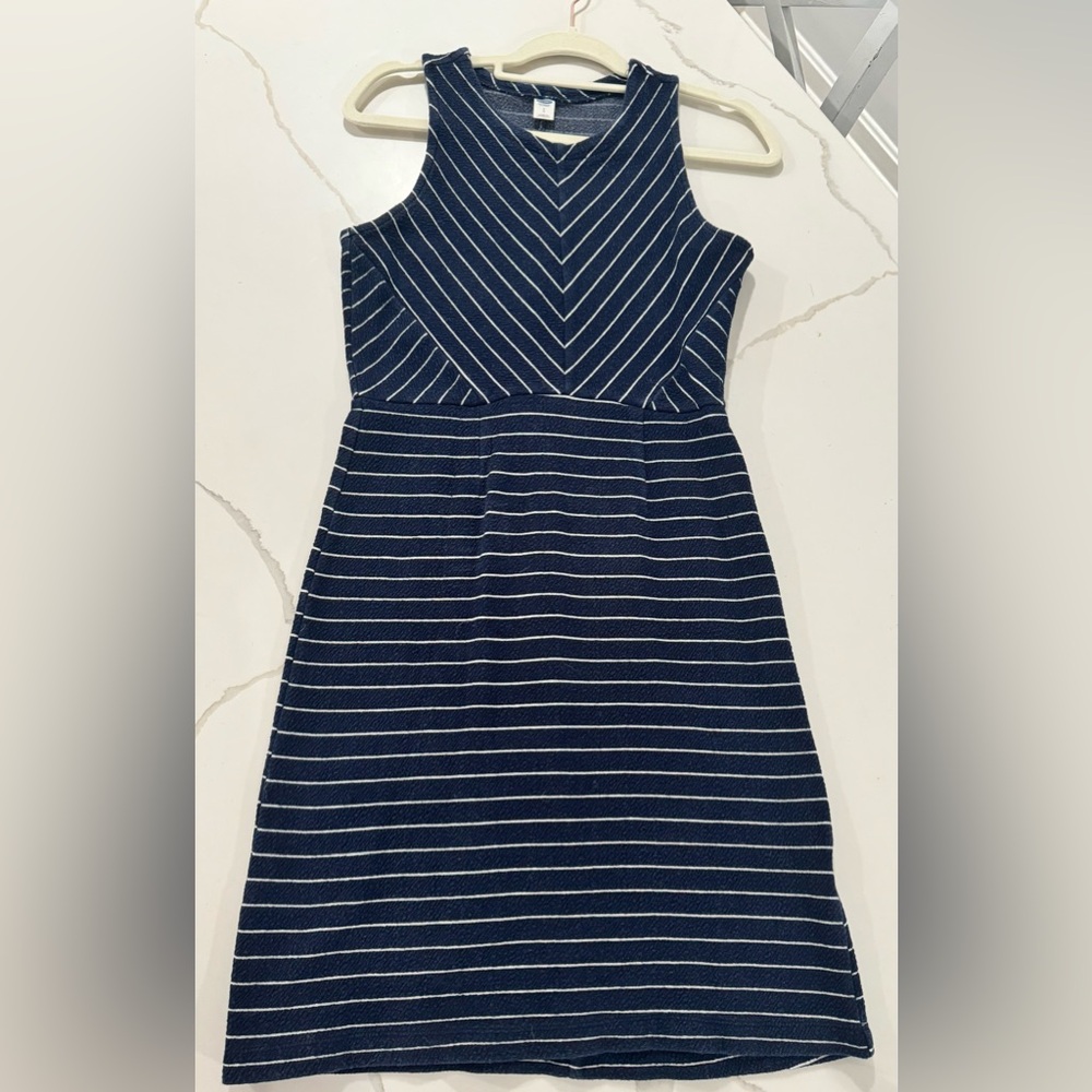 S Navy Blue & White Striped Dress Navy